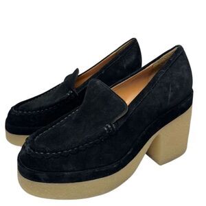 Marc Fisher Lina Platform Loafer Size‎ 8.5 Suede Penny Light Black Slip On Shoes